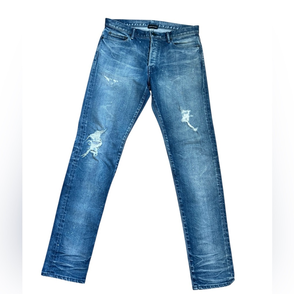 John Elliot Distressed Paint Splatter Slim Fit Jeans